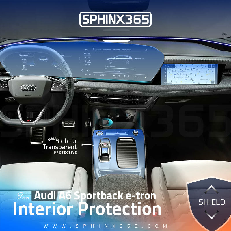 Car interior protection for Audi A6 Sportback e-tron 2025 by Sphinx365, precut car film kits online, anti-scratch, self-healing.
