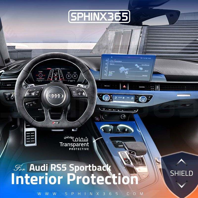 Car interior protection for Audi RS5 Sportback 2025 by Sphinx365, precut car film kits online, anti-scratch, self-healing.