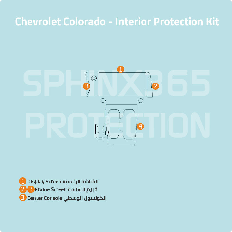Car interior protection for Chevrolet Colorado 2023-2024 by Sphinx365, precut car film kits online, anti-scratch, self-healing.