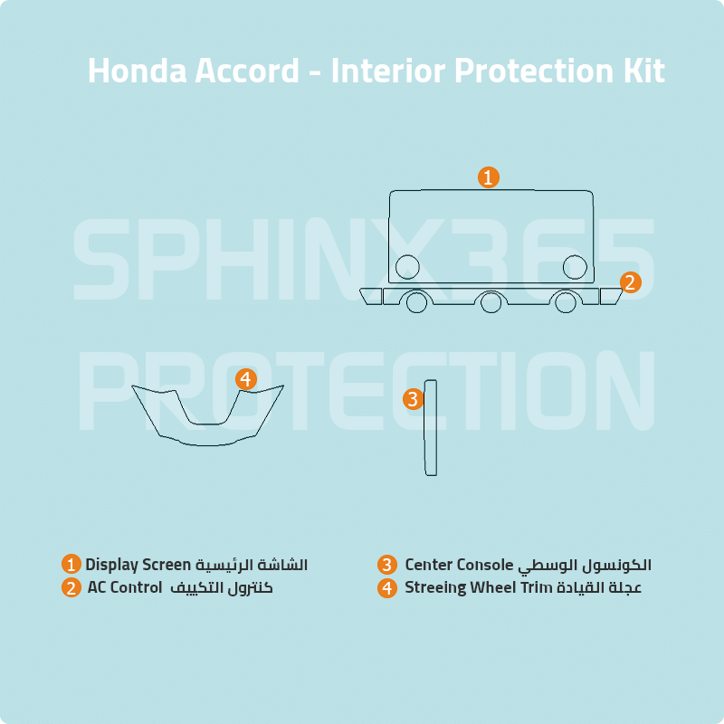 Car interior protection for Honda Accord 2025 by Sphinx365, precut car film kits online, anti-scratch, self-healing.