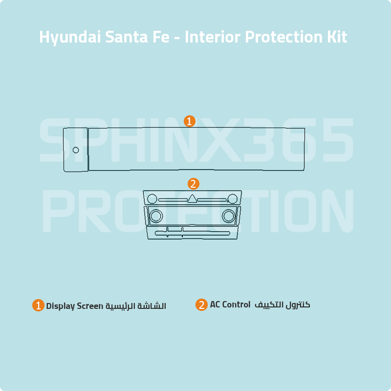 Car interior protection for Hyundai Santa FE by Sphinx365, precut car film kits online, anti-scratch, self-healing.