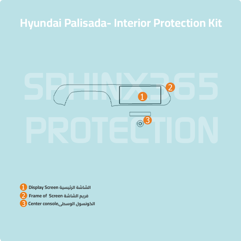 Car interior protection for Hyundai Palisada 2023-2024 by Sphinx365, precut car film kits online, anti-scratch, self-healing.