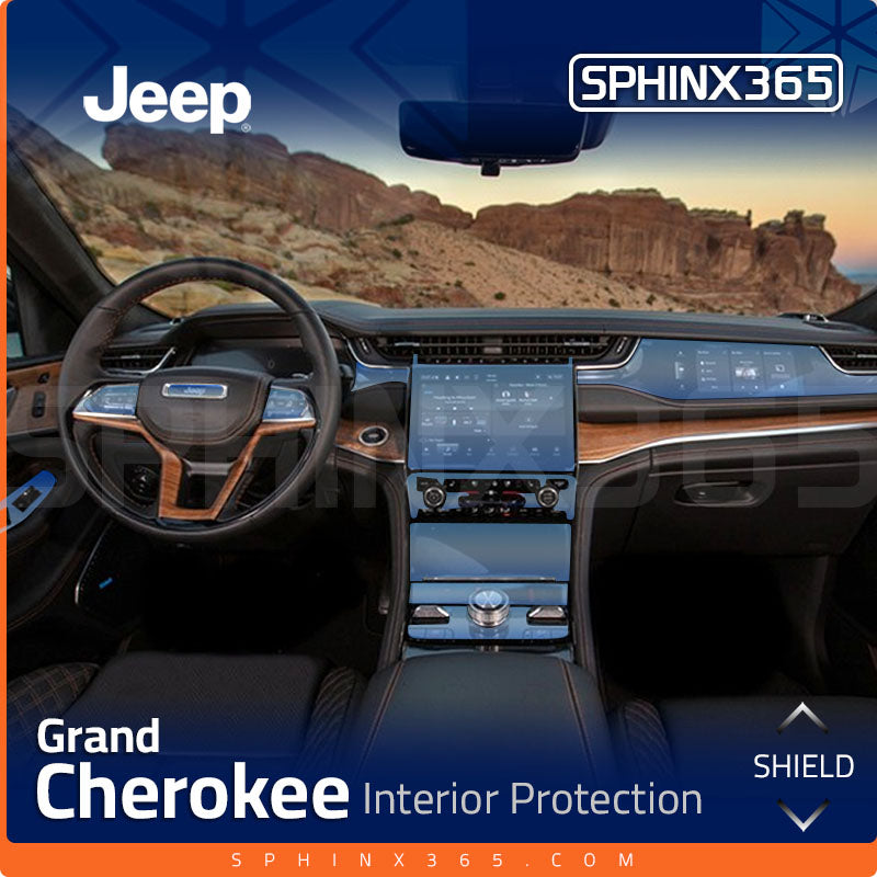 Car interior protection for Jeep Grand Cherokee 2021-2024 by Sphinx365, precut car film kits online, anti-scratch, self-healing.