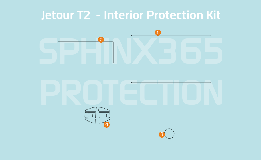 Car interior protection for Jetour T2 by Sphinx365, precut car film kits online, anti-scratch, self-healing.