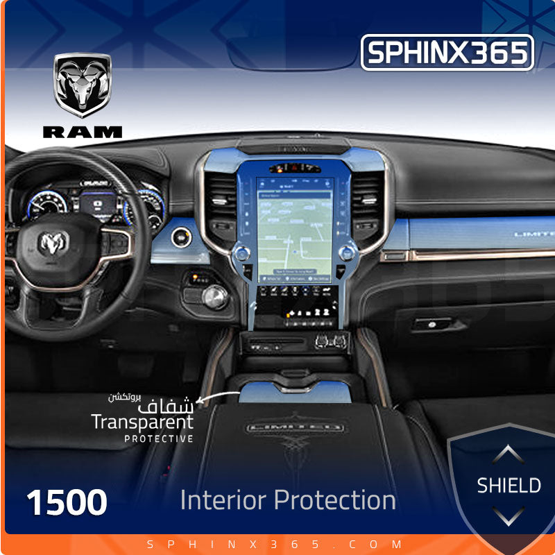 Car interior protection for Ram 1500 by Sphinx365, precut car film kits online, anti-scratch, self-healing.