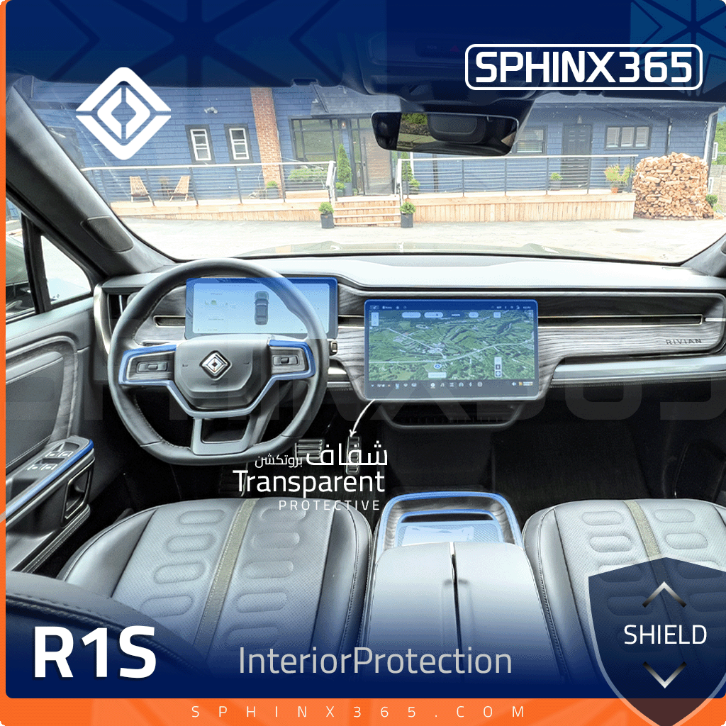 Car interior protection for Rivian R1S by Sphinx365, precut car film kits online, anti-scratch, self-healing.