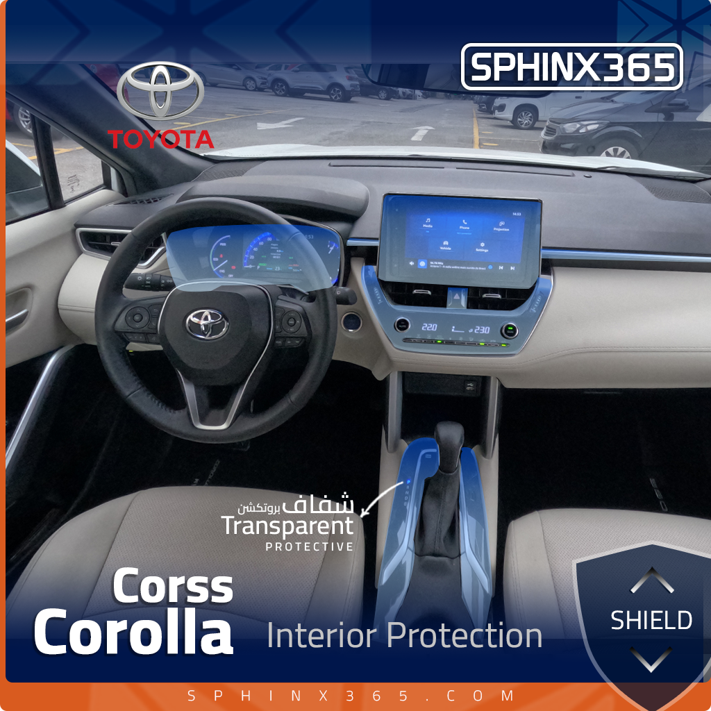 Car interior protection for Toyota Corolla Cross 2023-2024 by Sphinx365, precut car film kits online, anti-scratch, self-healing.
