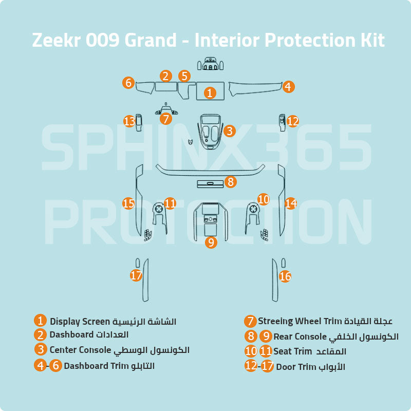 Zeekr 009 Grand 2024 Interior Protection Kit| Pre-cut Film