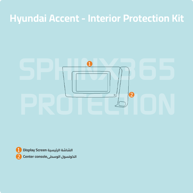 Car interior protection for Hyundai Accent 2021-2022 by Sphinx365, precut car film kits online, anti-scratch, self-healing.