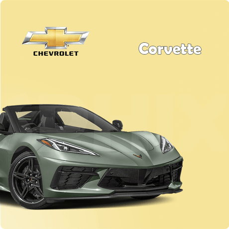 Complete Chevrolet Corvette car protection kit by Sphinx365 – includes interior film, exterior paint protection, headlight covers, window tint, and premium accessories – anti-scratch, self-healing, anti-yellowing, smooth-touch, removable TPU material.
