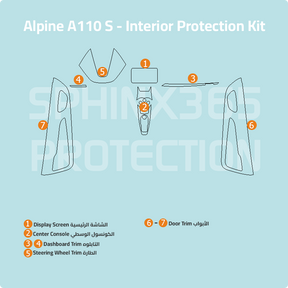 Alpine A110 S 2022-2024 Interior Protection Kit | Pre-cut Film - Sphinx365.com