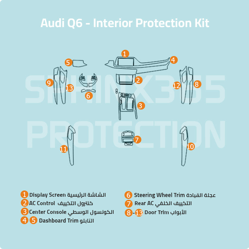 Audi Q6 2023 Interior Protection Kit | Pre-cut Film