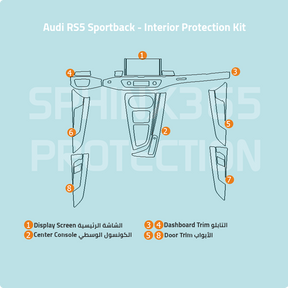 Car interior protection for Audi RS5 Sportback 2025 by Sphinx365, precut car film kits online, anti-scratch, self-healing.