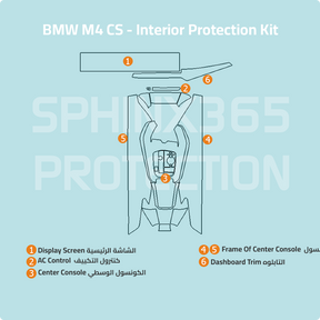 Car interior protection for BMW M4CS 2025 by Sphinx365, precut car film kits online, anti-scratch, self-healing.