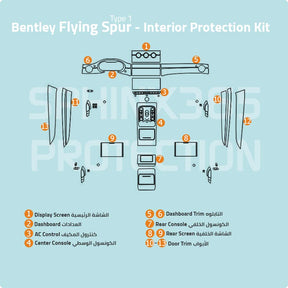 Bentley Flying Spur 2024-2020 Interior Protection Kit | Pre-cut Film - Sphinx365.com