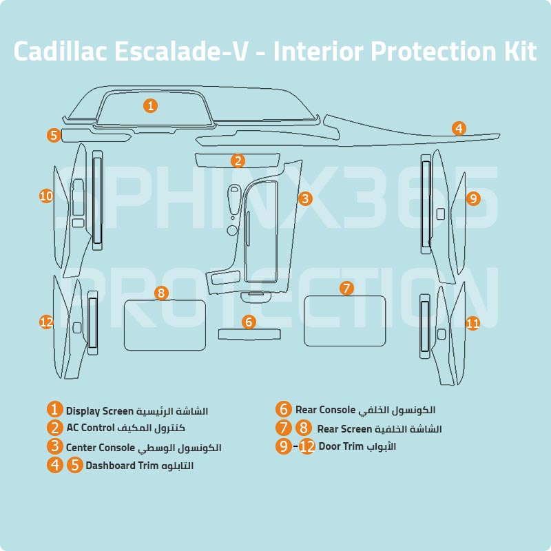 Cadillac Escalade-V 2023-2024 Interior Protection Kit | Pre-cut Film - Sphinx365.com