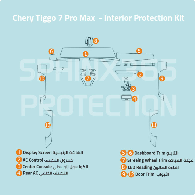 Chery Tiggo 7 Pro Max 2026-2025 Interior Protection Kit | Pre-cut Film