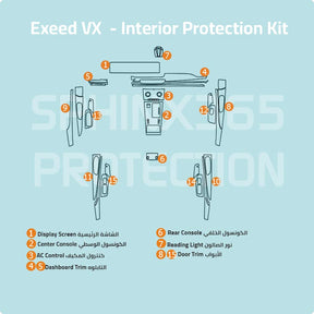 Car interior protection for Exeed VX by Sphinx365, precut car film kits online, anti-scratch, self-healing.