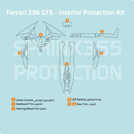 Sphinx365 Ferrari 296 GTS precut interior protection kit