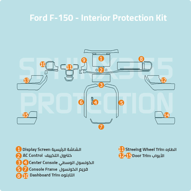 Ford F-150 2021-2024 Interior Protection Kit | Pre-cut Film