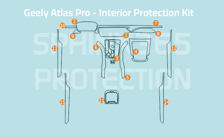 Sphinx365 Geely Atlas Pro precut interior protection kit