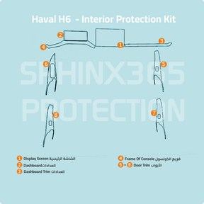 Car interior protection for Haval H6 by Sphinx365, precut car film kits online, anti-scratch, self-healing.