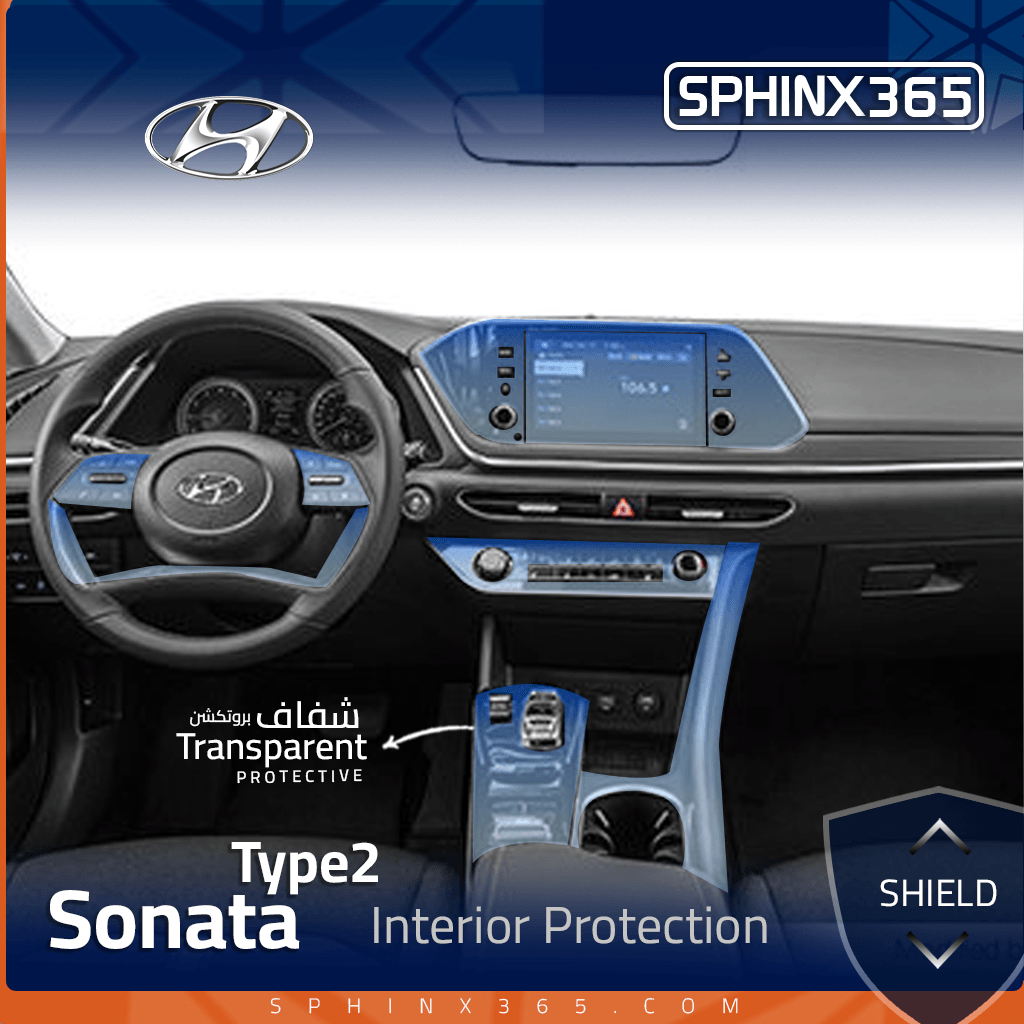 Car interior protection for Hyundai Sonata 2020-2023 by Sphinx365, precut car film kits online, anti-scratch, self-healing.