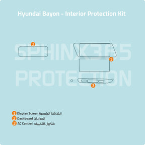Car interior protection for Hyundai Bayon 2021 by Sphinx365, precut car film kits online, anti-scratch, self-healing.