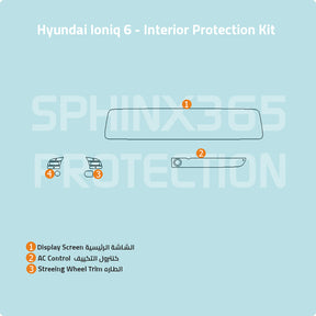 Car interior protection for Hyundai Ioniq 6 2023-2024 by Sphinx365, precut car film kits online, anti-scratch, self-healing.
