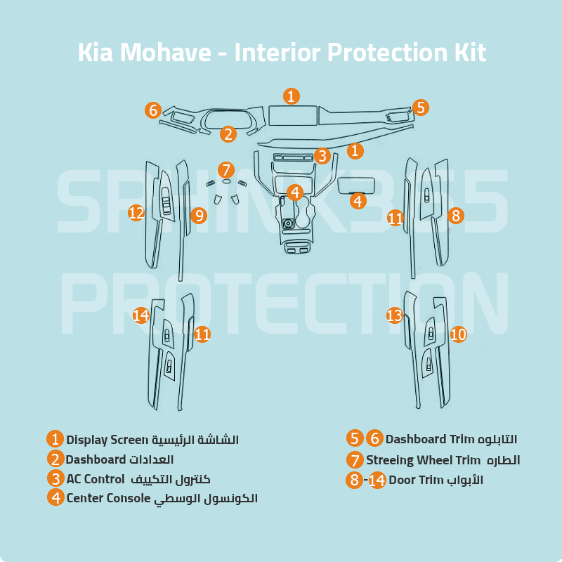 Kia Mohave 2020 Interior Protection Kit | Pre-cut Film