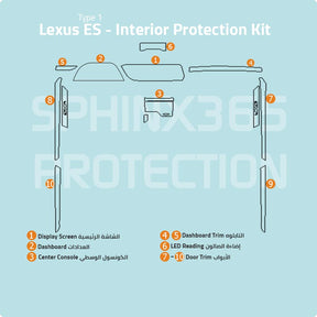 Sphinx365 Lexus ES Type1 precut interior protection kit
