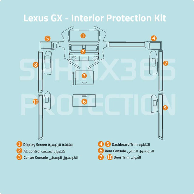 Sphinx365 Lexus GX precut interior protection kit