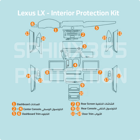 Car interior protection for Lexus LX 2017-2021 by Sphinx365, precut car film kits online, anti-scratch, self-healing.