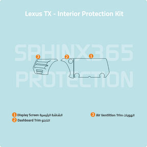 Car interior protection for Lexus TX by Sphinx365, precut car film kits online, anti-scratch, self-healing.