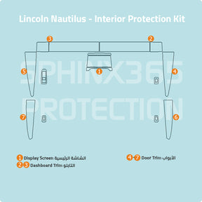 Car interior protection for Lincoln Nautilus by Sphinx365, precut car film kits online, anti-scratch, self-healing.