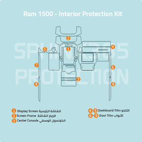 Car interior protection for Ram 1500 by Sphinx365, precut car film kits online, anti-scratch, self-healing.