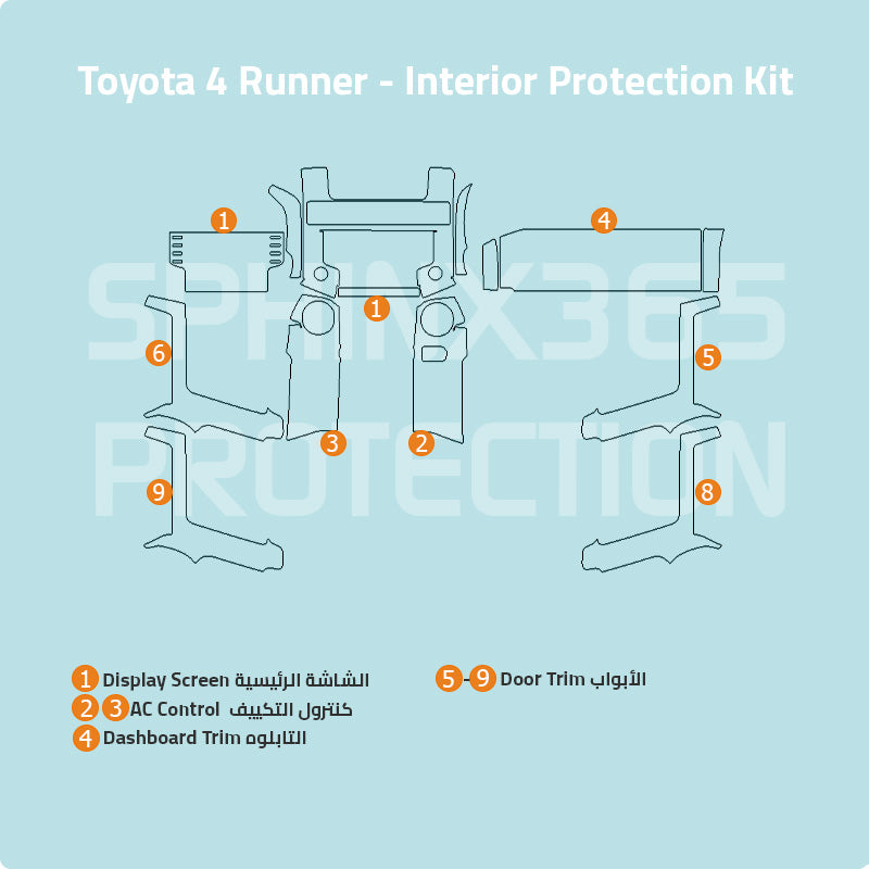طقم الحماية الداخلية تويوتا 4 Runner 2020-2024