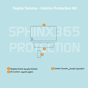 Car interior protection for Toyota Tacoma by Sphinx365, precut car film kits online, anti-scratch, self-healing.
