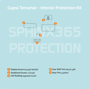 Car interior protection for Cupra Terramar 2025 by Sphinx365, precut car film kits online, anti-scratch, self-healing.