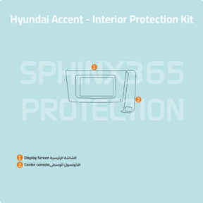 Car interior protection for Hyundai Accent 2021-2022 by Sphinx365, precut car film kits online, anti-scratch, self-healing.